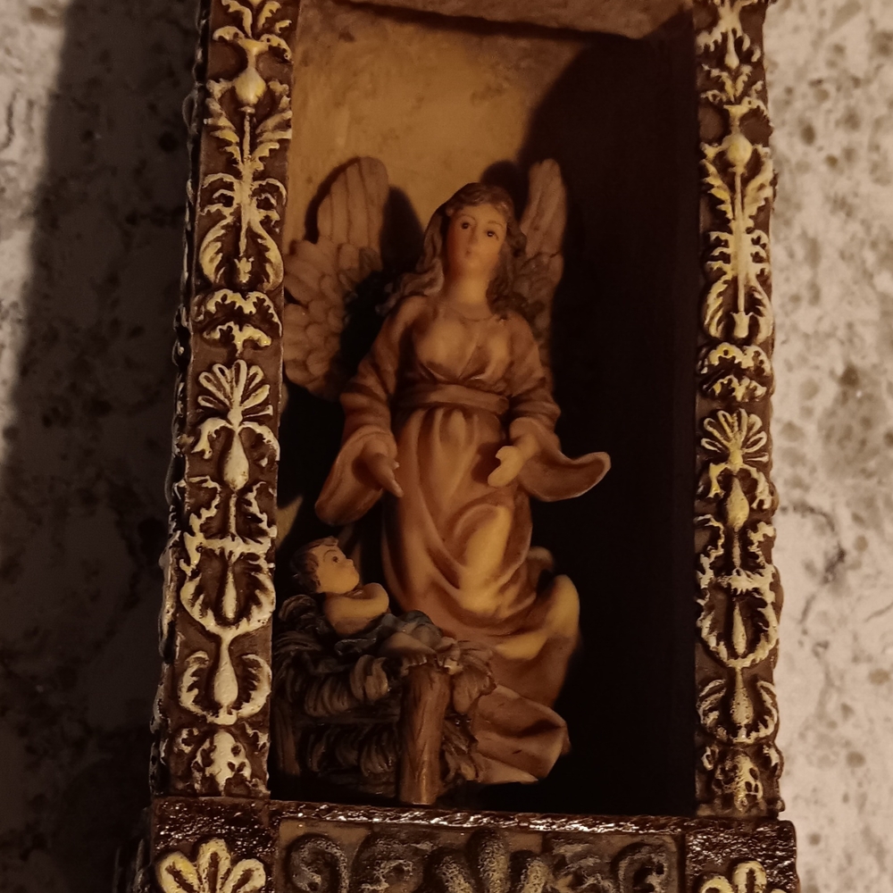 Ornate Angel and Nativity Scene Figurine